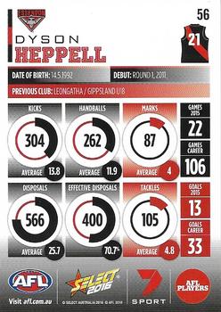 2016 Select Footy Stars #56 Dyson Heppell Back